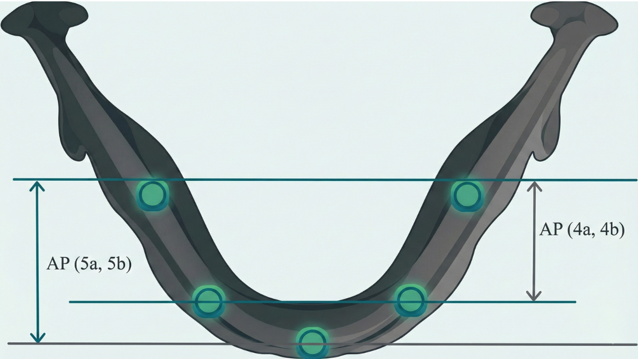 Anterior-posterior spread measurements in Full-arch restoration implant configurations