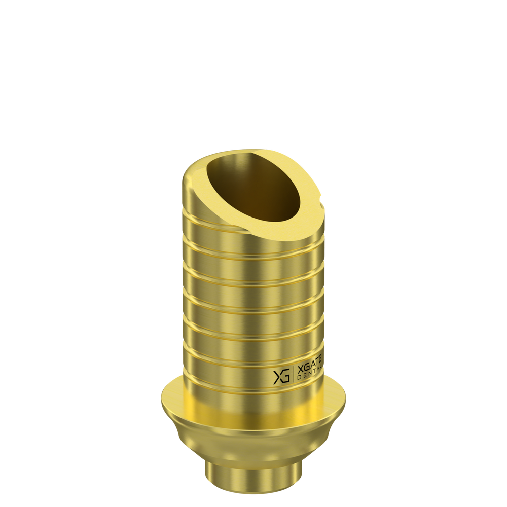 Ti-base internal hex platform Product render of a Ti-base with a conical regular platform connection.