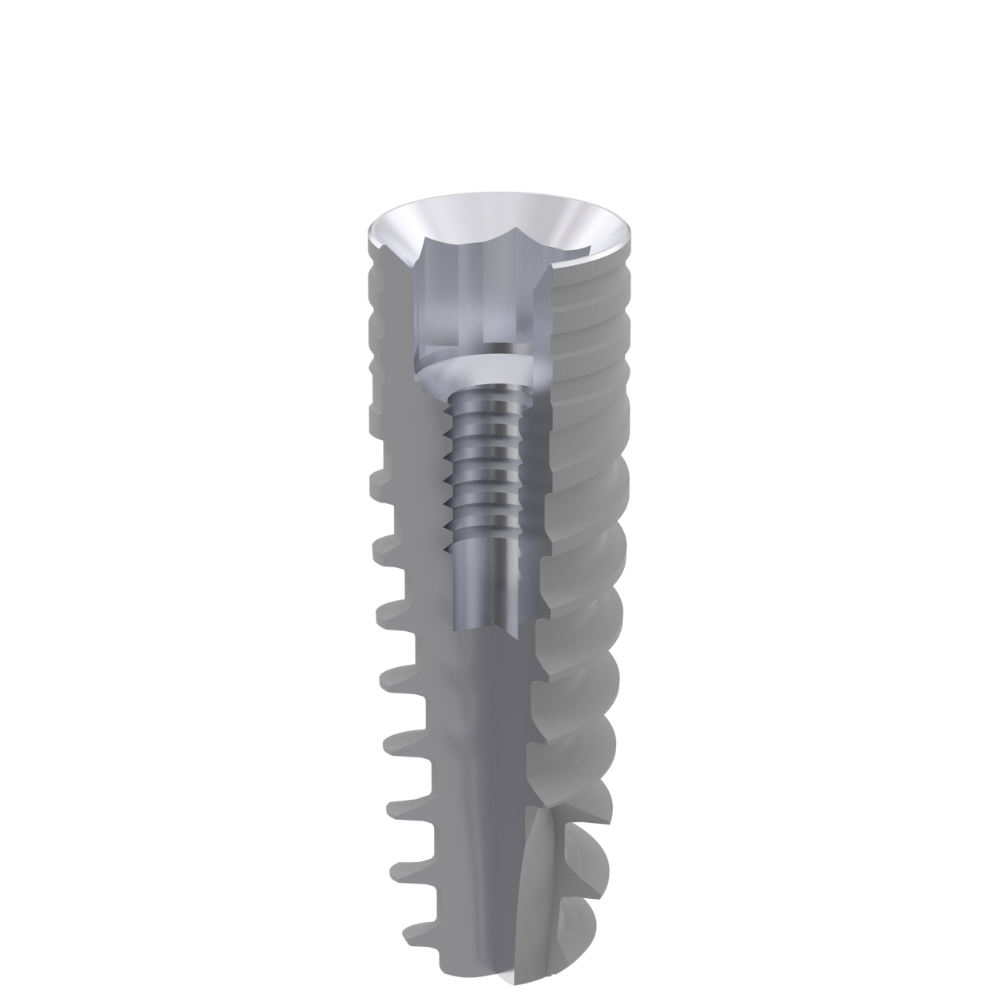 Cutaway view of an XGATE Dental implant showing the internal connection.