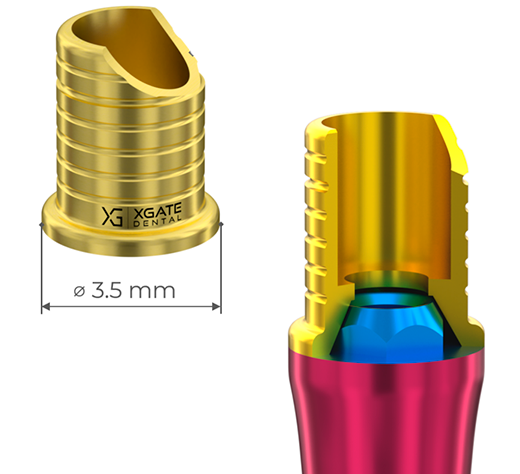 XGATE sleeve with an angled screw channel, 3.5 mm diameter, shown in cross-section