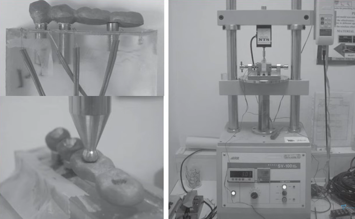 Laboratory testing apparatus with mechanical press and measurement devices for dental implant research