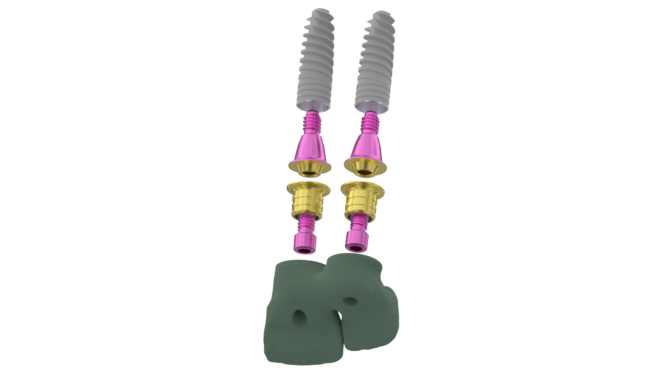 XGATE Dental prosthetic screw and abutment components manufactured from Titanium Grade 23 for enhanced elasticity